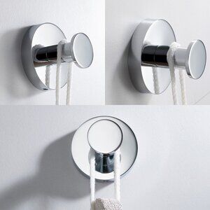 KRAUS Elie Bathroom Robe and Towel Hooks Silver Polished Chrome Round Knob
